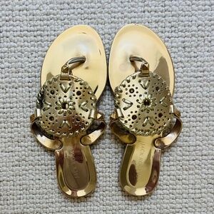 Girls Jack Rogers Georgica Jelly Gold Sandal (size 2)
